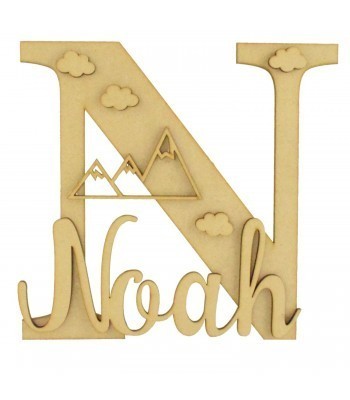 Laser Cut Personalised 3D Letter With Name & Shapes - Mountain Themed